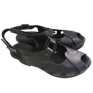 Cordani Retro Black Leather Peep Toe Sling Back Sandals Size 37